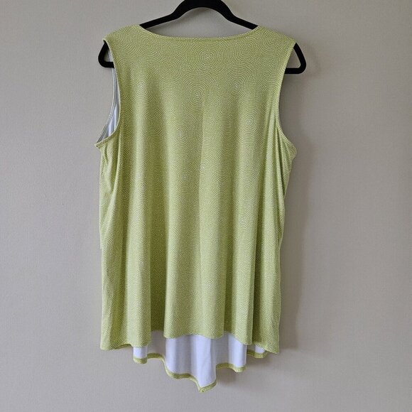 Alfani Top Women's Plus Size 0X US12 Neon Green Mayan Circle Asymmetrical Boho - Picture 2 of 13